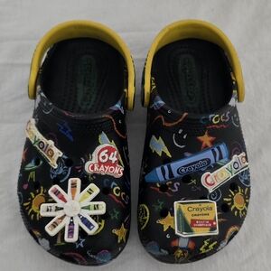 CROCS Crayola Kids Clogs - Black with Multicolor Design